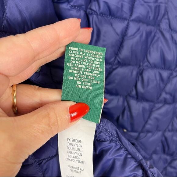 LL Bean Women's Quilted Riding Jacket Purple Size Medium Chore Barn Synthetic - Picture 9 of 10